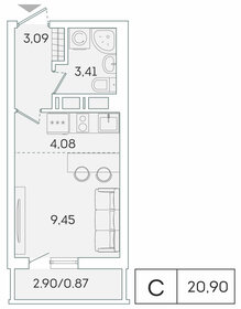 19 м², квартира-студия 3 400 000 ₽ - изображение 118