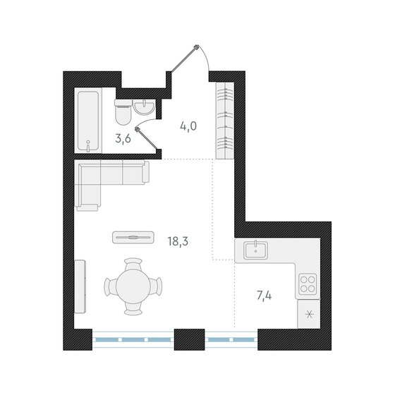 33,3 м², квартира-студия 6 000 000 ₽ - изображение 1