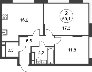 59,1 м², 2-комнатная квартира 16 848 418 ₽ - изображение 35
