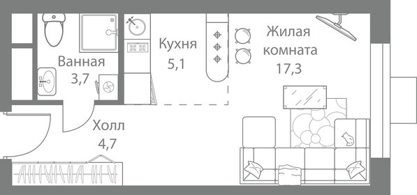 31 м², квартира-студия 8 900 000 ₽ - изображение 105