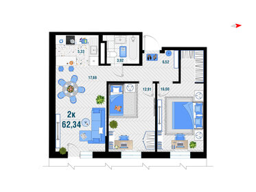 58 м², 2-комнатная квартира 5 700 000 ₽ - изображение 70