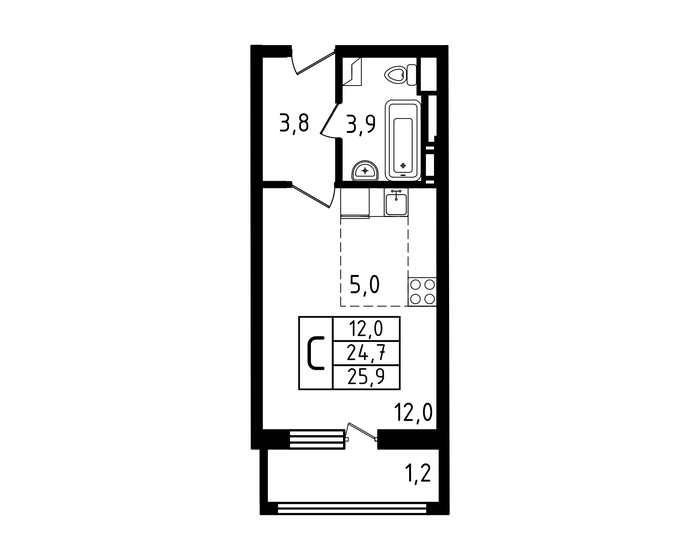 25,9 м², квартира-студия 4 551 925 ₽ - изображение 50