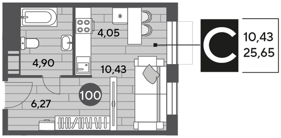 Квартира 25,7 м², студия - изображение 1