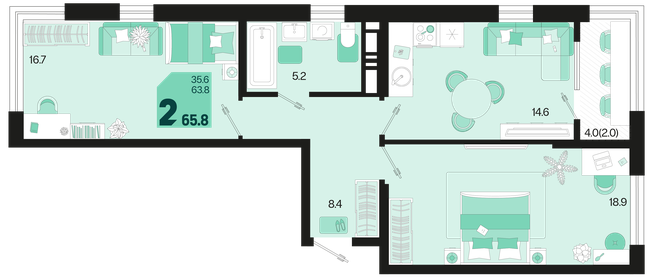 75 м², 2-комнатная квартира 8 700 000 ₽ - изображение 123