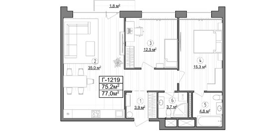 212,3 м², 3-комнатные апартаменты 35 460 016 ₽ - изображение 64