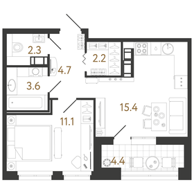 Квартира 39,3 м², 1-комнатная - изображение 1