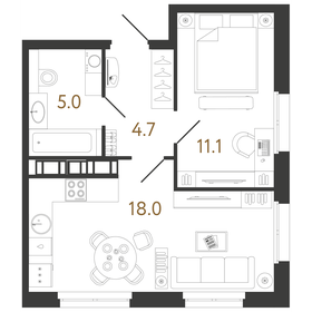 37,7 м², 1-комнатная квартира 14 574 767 ₽ - изображение 71