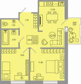 Квартира 46,3 м², 2-комнатная - изображение 1