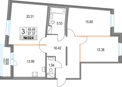 87,4 м², 3-комнатная квартира 20 206 436 ₽ - изображение 6