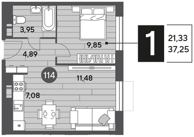 37,3 м², 1-комнатная квартира 5 565 150 ₽ - изображение 10