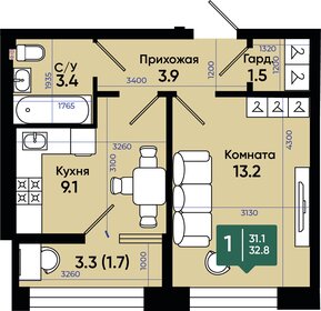 32,3 м², 1-комнатная квартира 3 553 000 ₽ - изображение 58