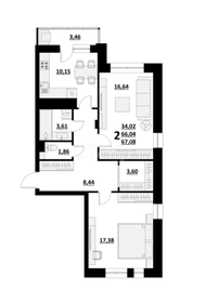 Квартира 68 м², 2-комнатная - изображение 1