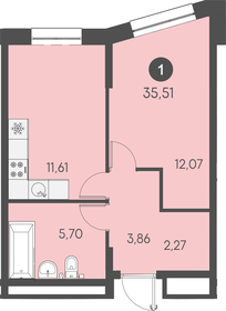 Квартира 35,5 м², 1-комнатная - изображение 1