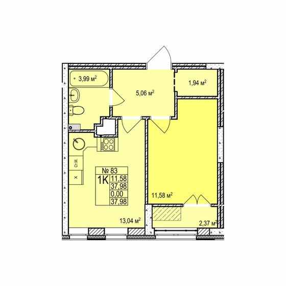 38 м², 1-комнатная квартира 7 000 000 ₽ - изображение 13