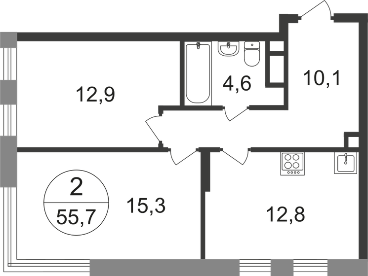 55,7 м², 2-комнатная квартира 13 351 160 ₽ - изображение 40