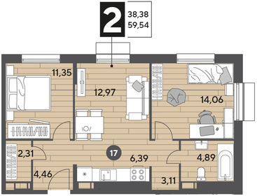 62,7 м², 3-комнатная квартира 8 500 000 ₽ - изображение 144