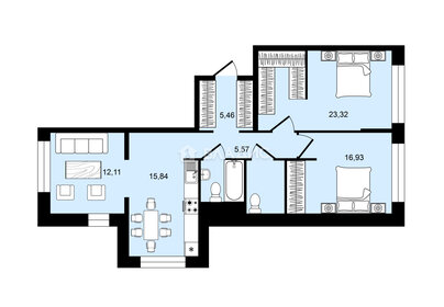 Квартира 88,1 м², 3-комнатная - изображение 1