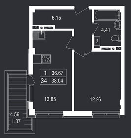 38 м², 1-комнатные апартаменты 10 922 738 ₽ - изображение 16