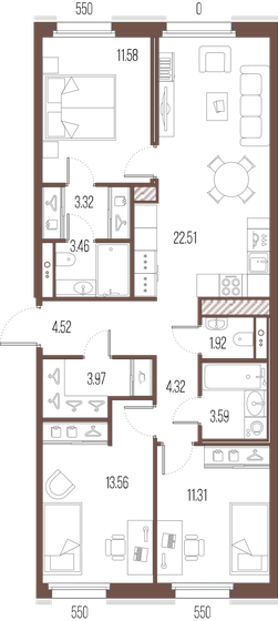 84,1 м², 3-комнатная квартира 31 522 500 ₽ - изображение 15