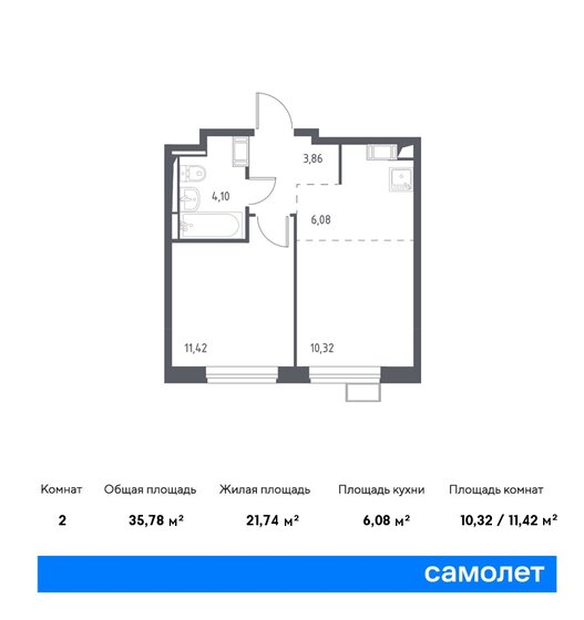 35,8 м², 1-комнатная квартира 10 097 617 ₽ - изображение 1