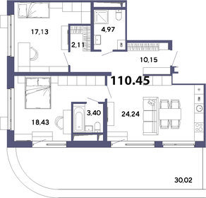 Квартира 110,4 м², 2-комнатная - изображение 1