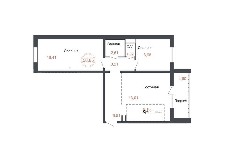 58,9 м², 3-комнатная квартира 7 650 500 ₽ - изображение 1