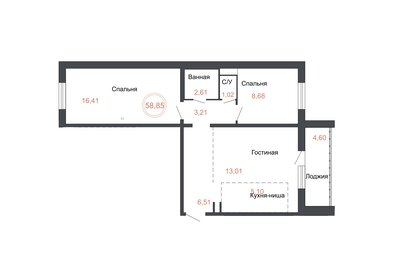 Квартира 58,9 м², 3-комнатная - изображение 1