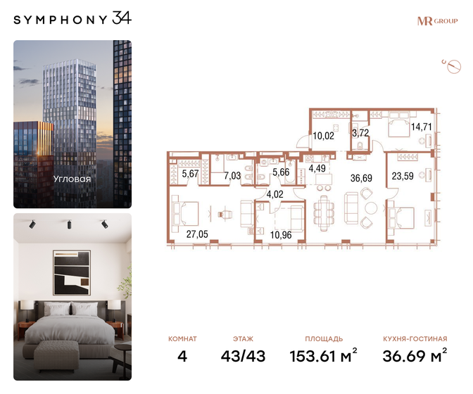 153,6 м², 4-комнатная квартира 101 035 056 ₽ - изображение 18