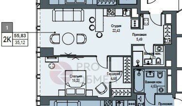 56 м², 2-комнатные апартаменты 27 500 000 ₽ - изображение 99