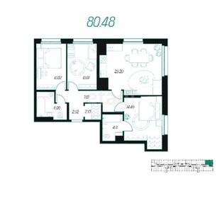 Квартира 80,5 м², 3-комнатная - изображение 2