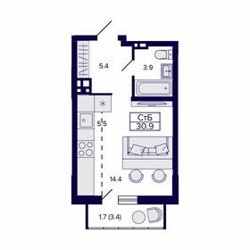 47,9 м², 1-комнатная квартира 5 700 000 ₽ - изображение 23