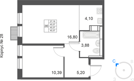 40,4 м², 1-комнатная квартира 8 800 000 ₽ - изображение 57