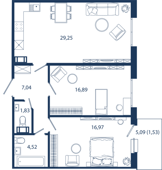 78 м², 2-комнатные апартаменты 27 086 936 ₽ - изображение 1