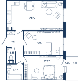 55,7 м², 2-комнатная квартира 13 990 000 ₽ - изображение 105