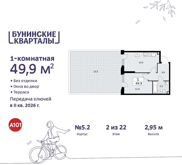 49,9 м², 1-комнатная квартира 10 083 777 ₽ - изображение 44