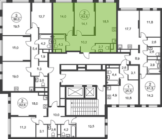 62,6 м², 2-комнатная квартира 17 489 744 ₽ - изображение 56