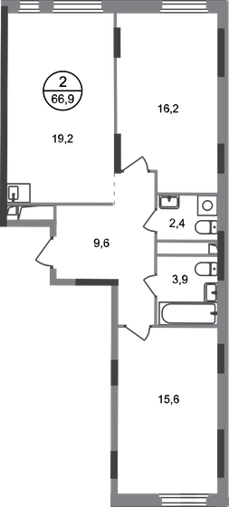 66,9 м², 2-комнатная квартира 16 544 974 ₽ - изображение 1