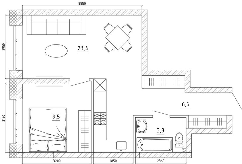 44,3 м², 2-комнатная квартира 5 847 600 ₽ - изображение 1