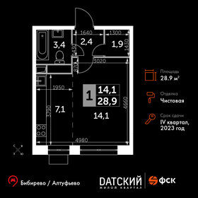 Квартира 28,9 м², студия - изображение 1