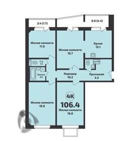 Квартира 106,4 м², 4-комнатная - изображение 1