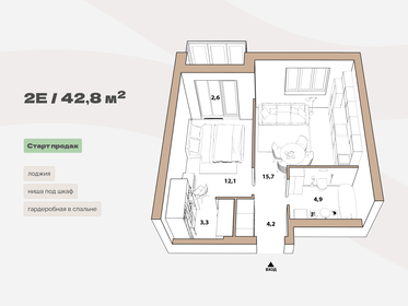 Квартира 40,2 м², 1-комнатная - изображение 1