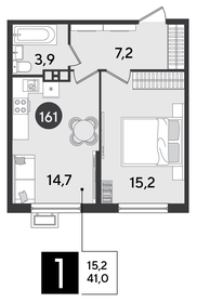 Квартира 41 м², 1-комнатная - изображение 2