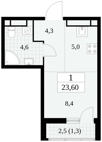 23,6 м², квартира-студия 7 300 000 ₽ - изображение 1