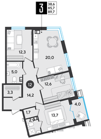 89,6 м², 3-комнатная квартира 12 615 680 ₽ - изображение 17