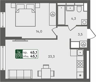 45,1 м², 1-комнатная квартира 5 140 000 ₽ - изображение 15