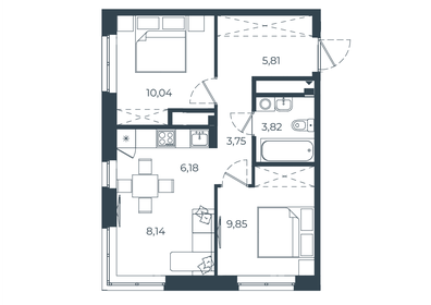 Квартира 47,6 м², 2-комнатная - изображение 1