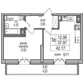 Квартира 38 м², 1-комнатная - изображение 1