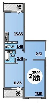 64,9 м², 2-комнатная квартира 6 680 580 ₽ - изображение 1