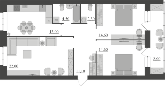 Квартира 90,1 м², 3-комнатная - изображение 1