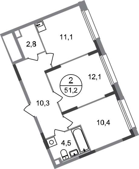 51,2 м², 2-комнатная квартира 12 024 909 ₽ - изображение 30